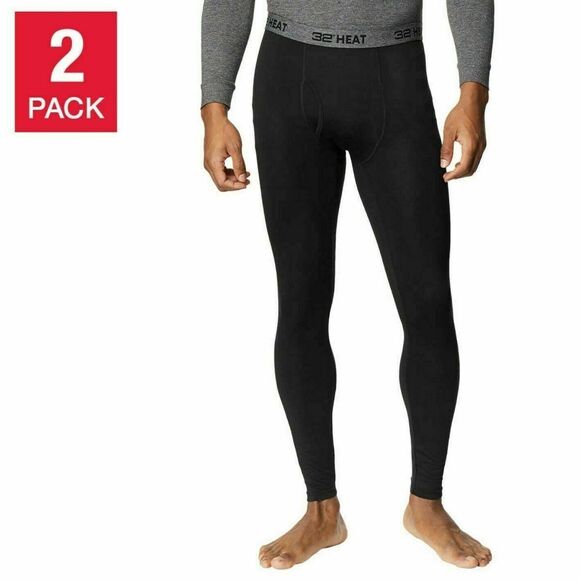 Men's 32 DEGREES Heat Base Layer Thermal Pant Long Pack of 2 Size M WAIST 32-34 - Picture 1 of 6